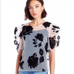 Amanda Uprichard NWT Organza Puff Sleeve Blouse